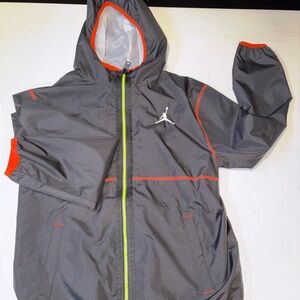 Jordan Boys’ Black Hooded Rain/Wind Jacket with Neon Accents